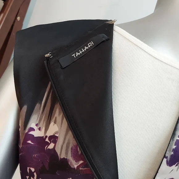 Tahari Sleeveless Dress, Black & Purple, sz 4 - Picture 9 of 14